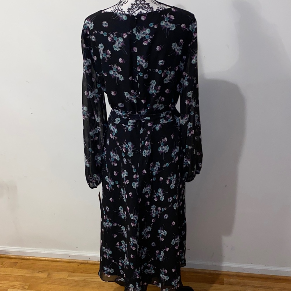 NWT!! Black Label by Evan Picone Long Sleeve Dress with Floral Pattern Size 18 - Picture 12 of 16